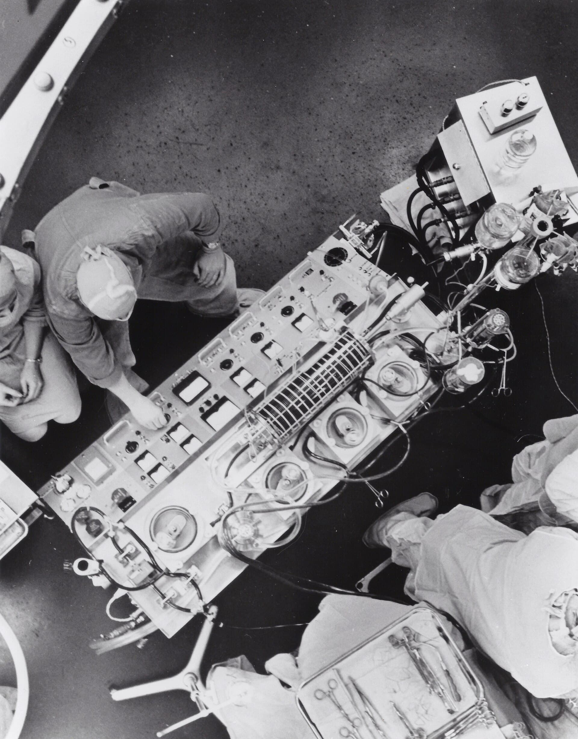 A hospital operating room with surgical lights